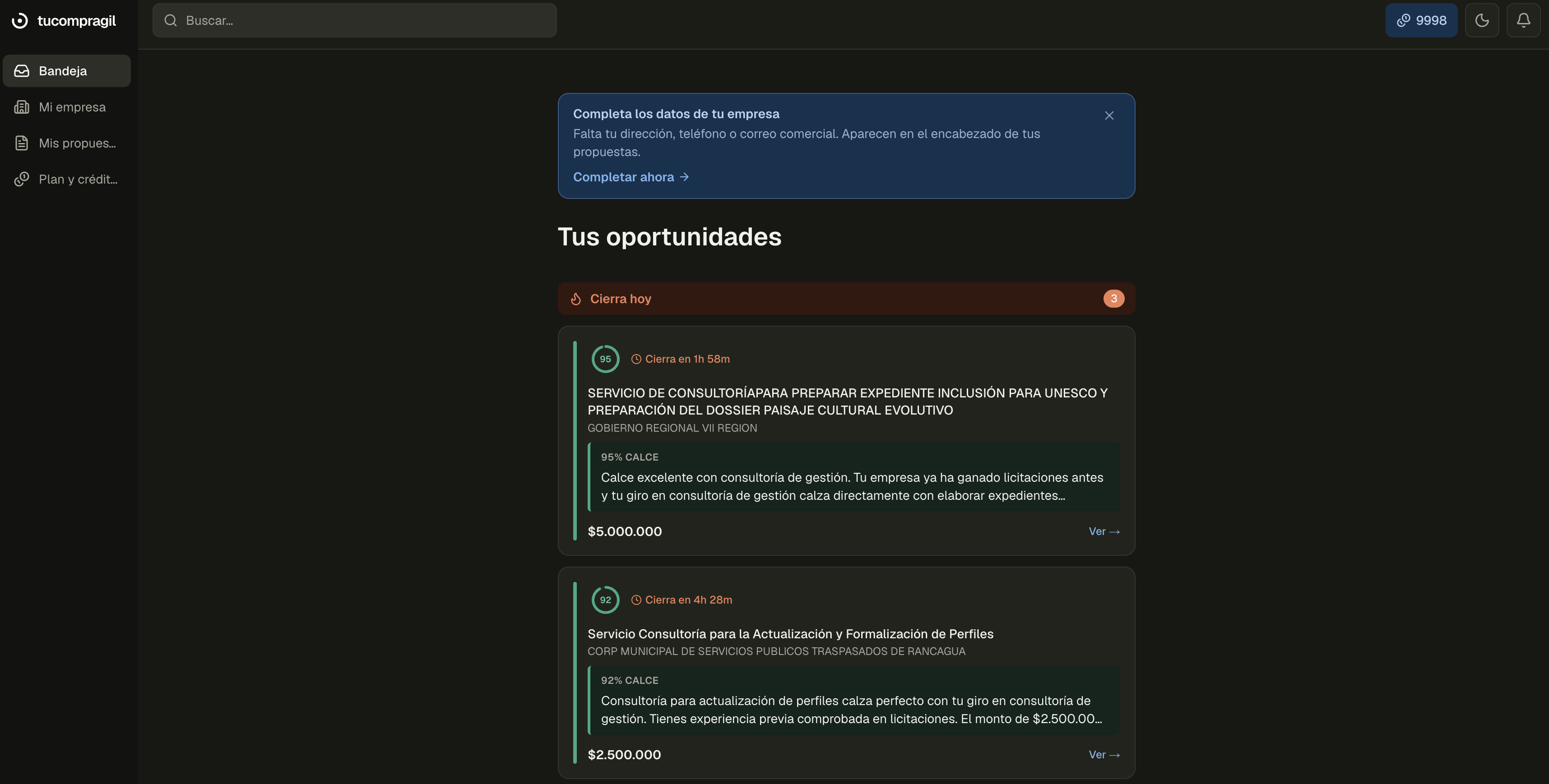 Captura de pantalla del proyecto Tu Compra Ágil